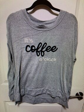 Gray 'It's Coffee O'clock' Pullover Sweatshirt